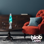 VINTAGE Blob Lamp - Metal Lava Lamp  14.5" - White/Blue 2 