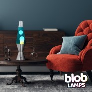 Blob Lamps Lava Lamp VINTAGE - Metal Base - White/Blue 3 