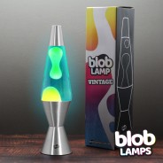 VINTAGE Blob Lamp - Metal Lava Lamp 14.5" - Yellow/Blue 5 