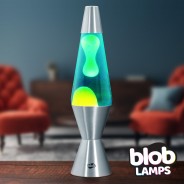 VINTAGE Blob Lamp - Metal Lava Lamp 14.5" - Yellow/Blue 1 