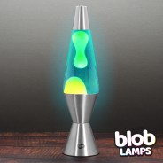 VINTAGE Blob Lamp - Metal Lava Lamp 14.5" - Yellow/Blue 6 