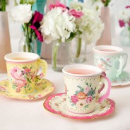 12 x Vintage Paper Cup and Saucer Set 1 