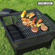 Windsor Steel Fire Pit & BBQ Grill With Rain Cover by Fire & Dine  5 Free BBQ Grill & Poker