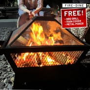 Windsor Steel Fire Pit & BBQ Grill With Rain Cover by Fire & Dine  1 