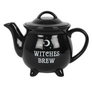 Witches Brew Black Cauldron Teapot & Mugs Tea Set 3 Front view of teapot