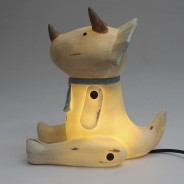 Wood Effect Sitting Triceratops Lamp 4 