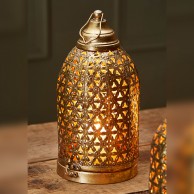Gold Cutwork Dome Lantern 28cm Fair Trade (LT184)
