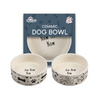 Ceramic Dog Bowl - Nom Nom Nom