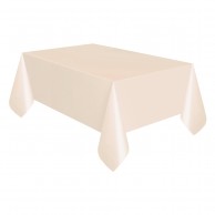 Cream Plastic Table Covers 120cm x 120cm (Twin Pack)