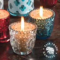 Embossed Glass Indian Votive Candle