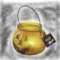 Halloween Pumpkin Glass Tealight Holder