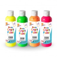 Neon Craft Paint for Finger Painting (4 pack)