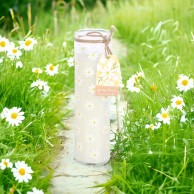 White Daisy Glass Tube Candle
