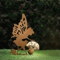 Fairy Silhouette with Solar LED Toadstool Garden Stake