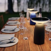 Lancaster Solar & USB Garden Table Lamp in Black