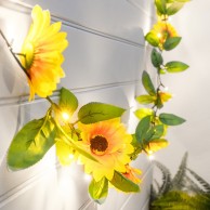 Solar Sunflower Garland String Lights