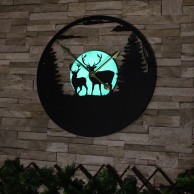 Stag Silhouette Glowing Moon Wall Clock