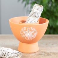 Terracotta Smudge Bowl - Mandala