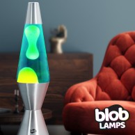 VINTAGE Blob Lamp - Metal Lava Lamp 14.5" - Yellow/Blue