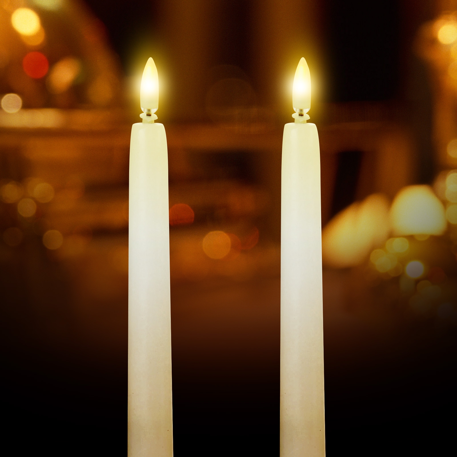Click to view product details and reviews for 27cm Flickabright Dinner Candles Ivory.