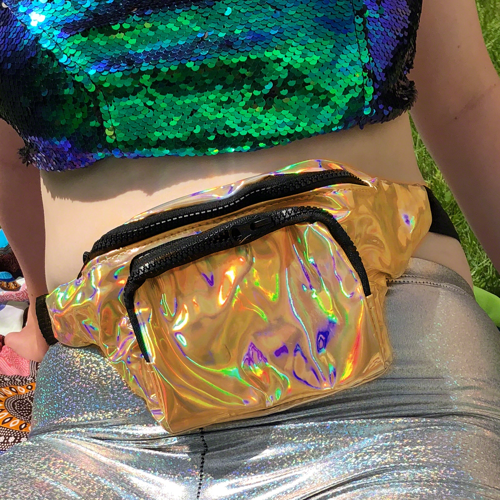 Click to view product details and reviews for Gold Holographic Bum Bag.