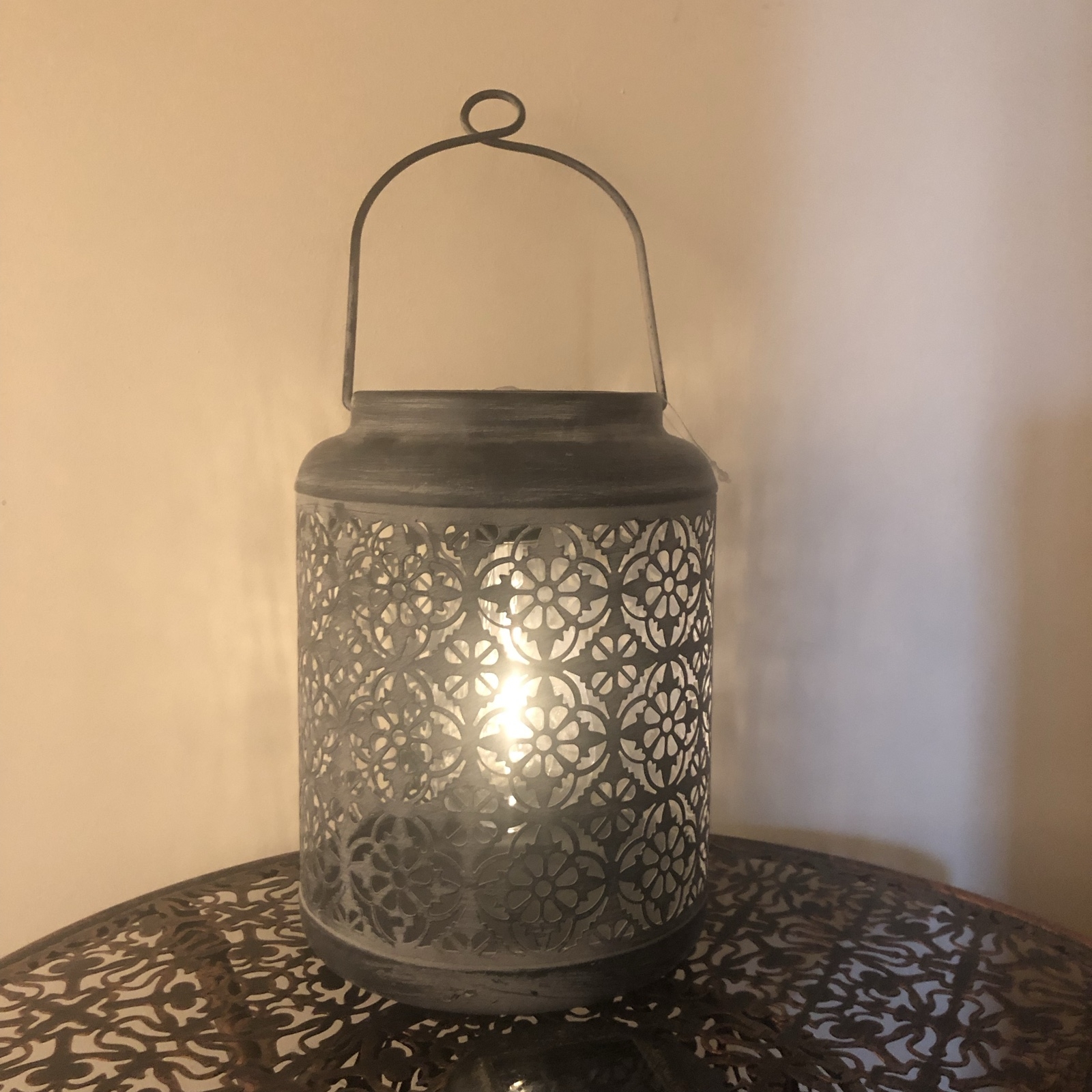Click to view product details and reviews for Grey Lattice Solar Lantern 3898.