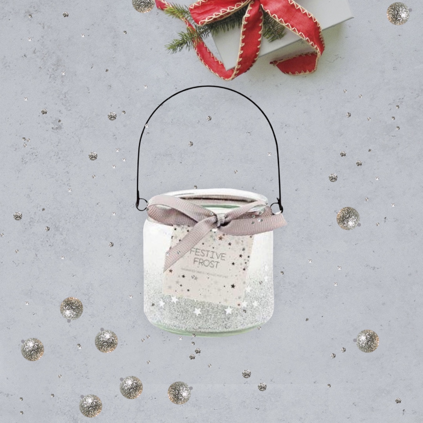 Click to view product details and reviews for Festive Frost Silver Glitter Star Candle Pot.