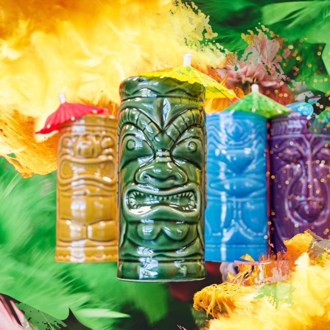 Click to view product details and reviews for Set Of Four Ceramic Party Pack Tiki Mugs.