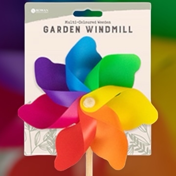 Multi Colour Wooden Stake Garden Windmill