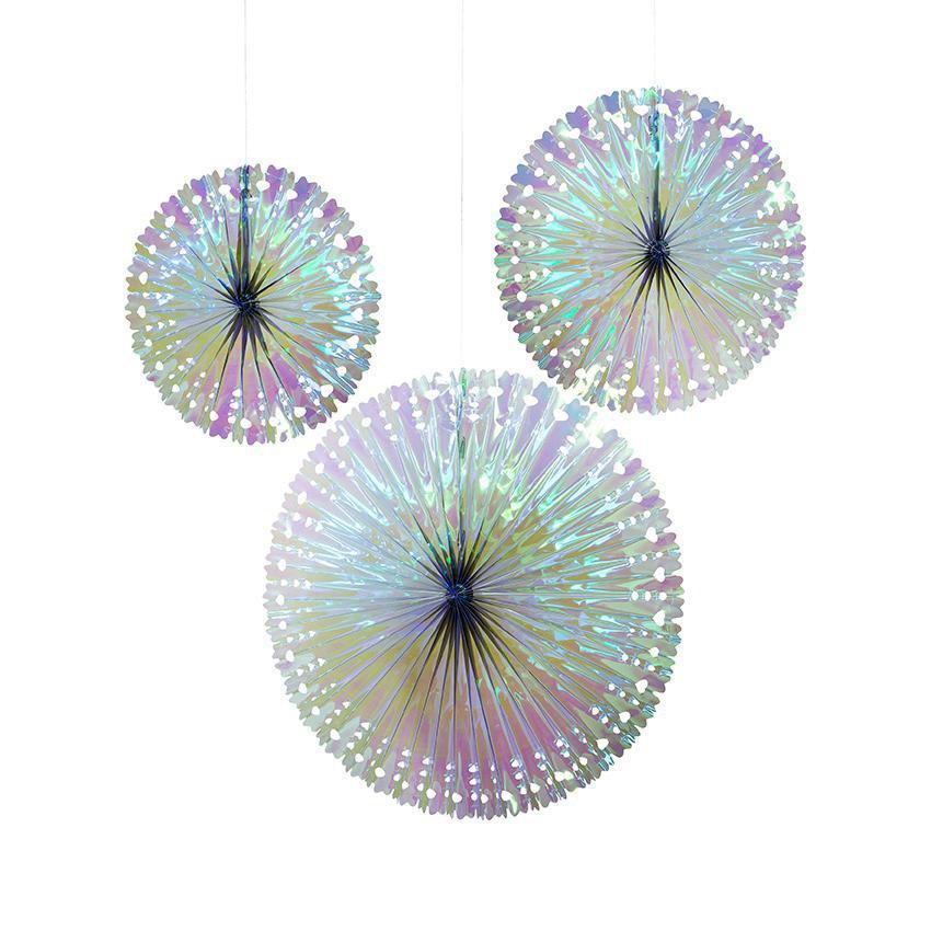 Click to view product details and reviews for Iridescent Fan Decorations 3 Pack.