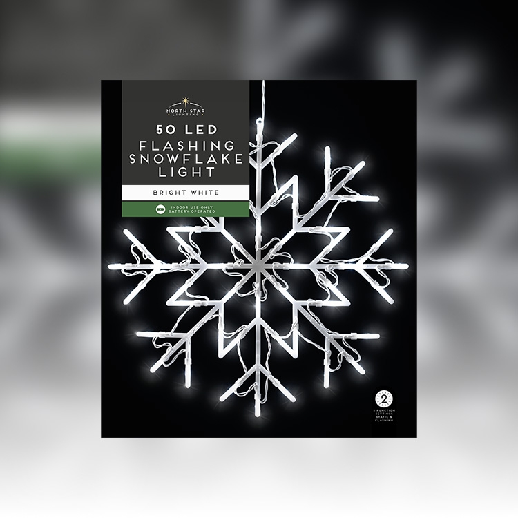 Click to view product details and reviews for 50 Led Flashing Snowflake Light In Bright White.