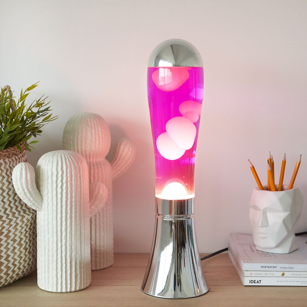 Magma Lava Lamp Silver/Pink by Balvi