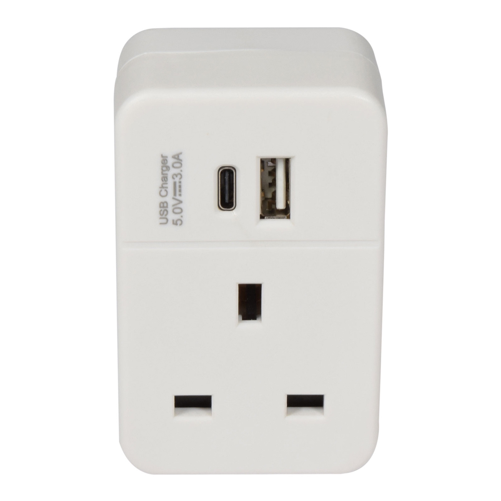 Plug Through Uk Mains Adaptor With Usb A And Pd Fast Charging Usb C Port