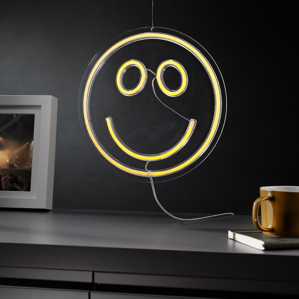 Click to view product details and reviews for Usb Smiley Face Yellow Neon Light Wall Hanging.