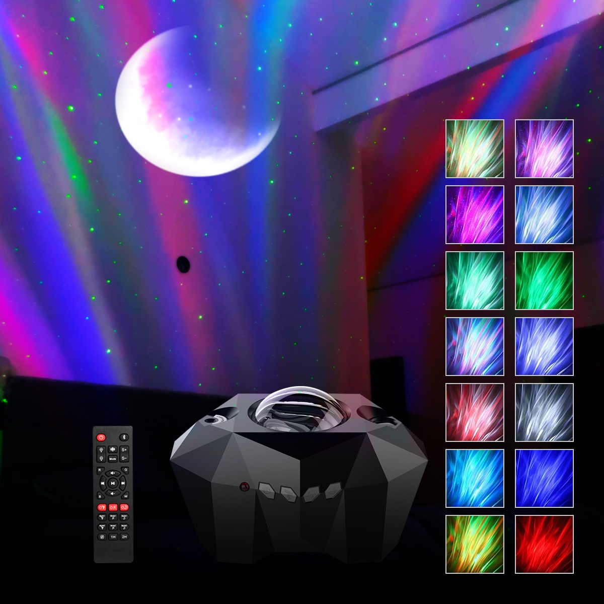 Click to view product details and reviews for Northern Lights Aurora Moon And Star Projector And Speaker.