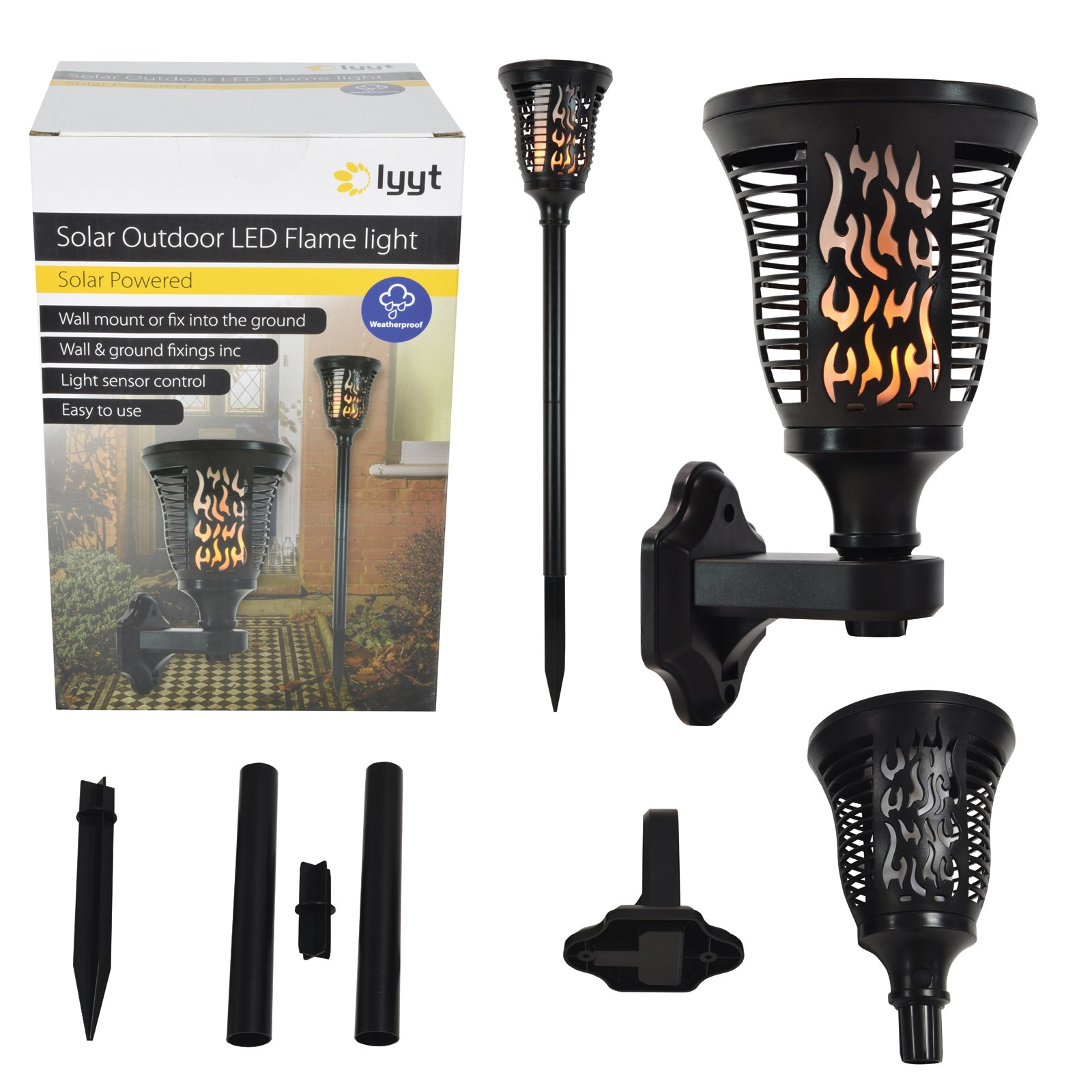 Solar Wall Or Ground Flame Lamp