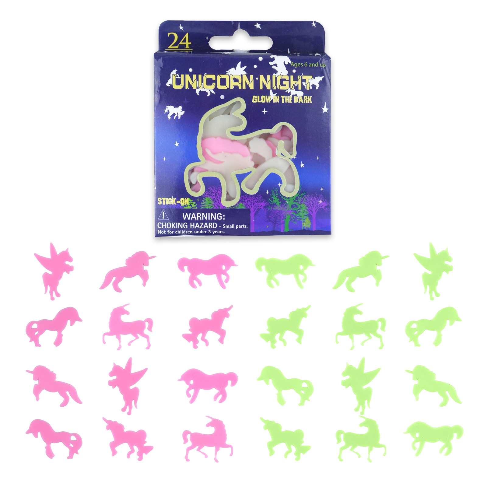 24 Glow In The Dark Unicorn Shapes 12 Packets