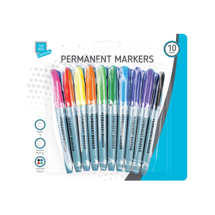 Click to view product details and reviews for Permanent Markers In Assorted Colours 10 Pack.