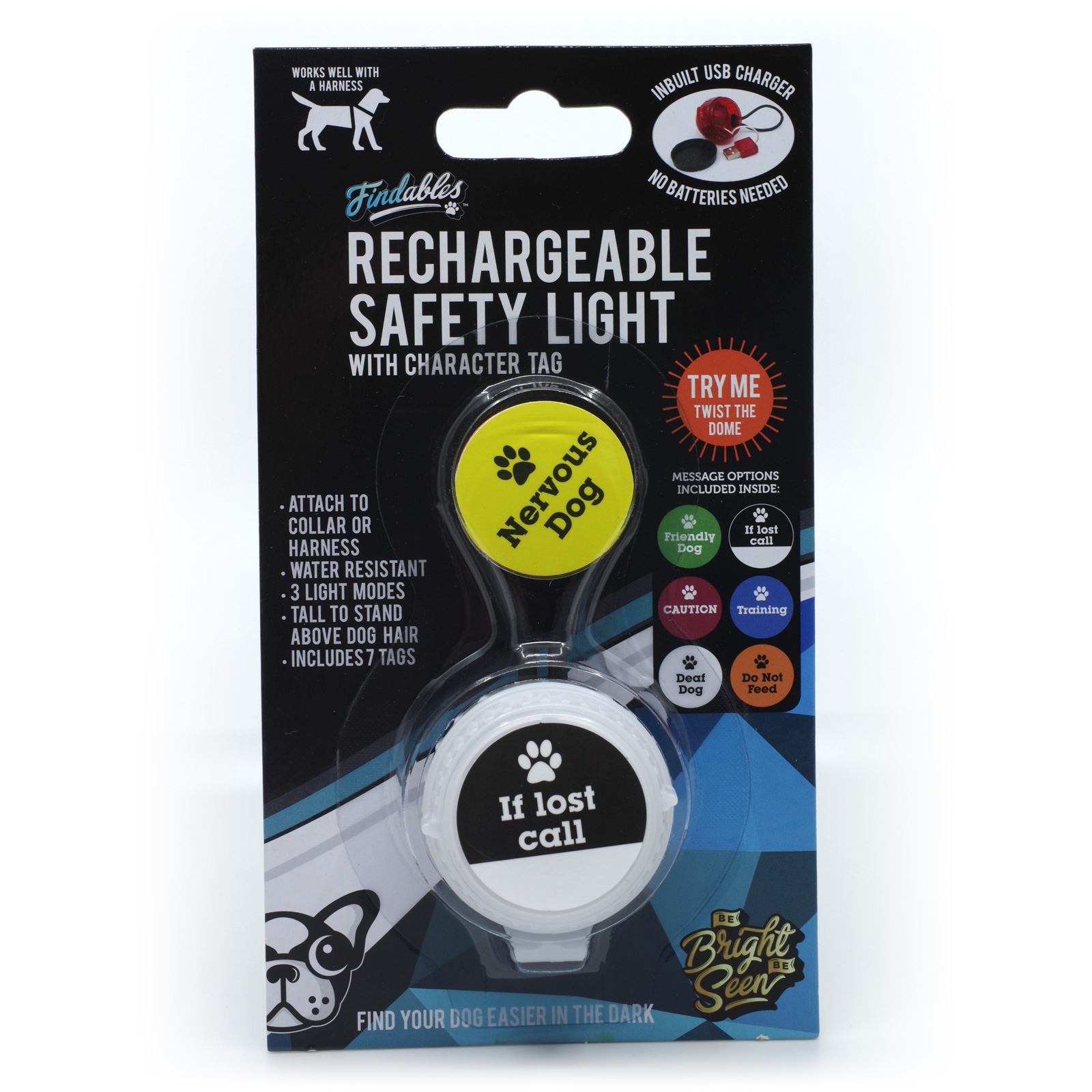 Usb White Dog Safety Light And Tag Findables