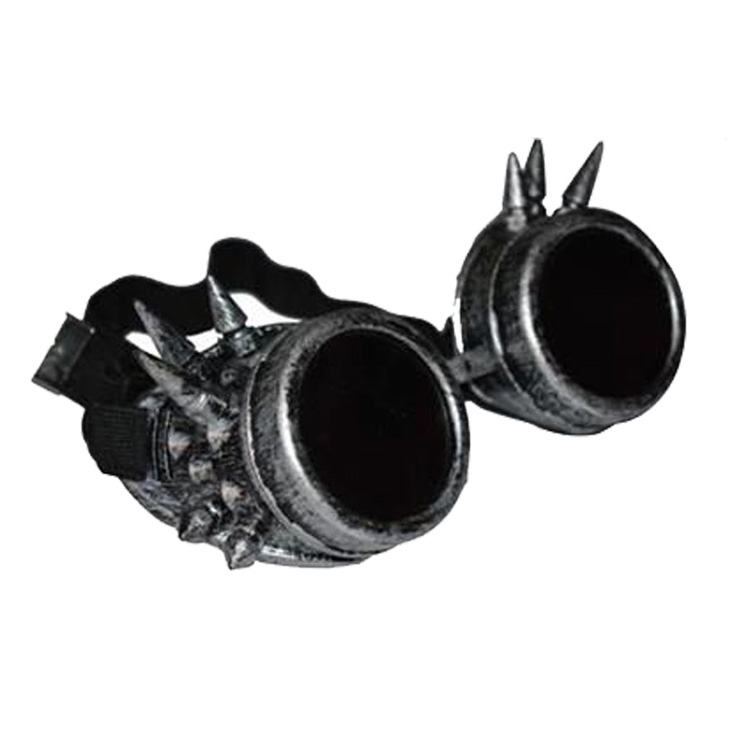 Click to view product details and reviews for Silver And Black Spiked Rivet Goggles.