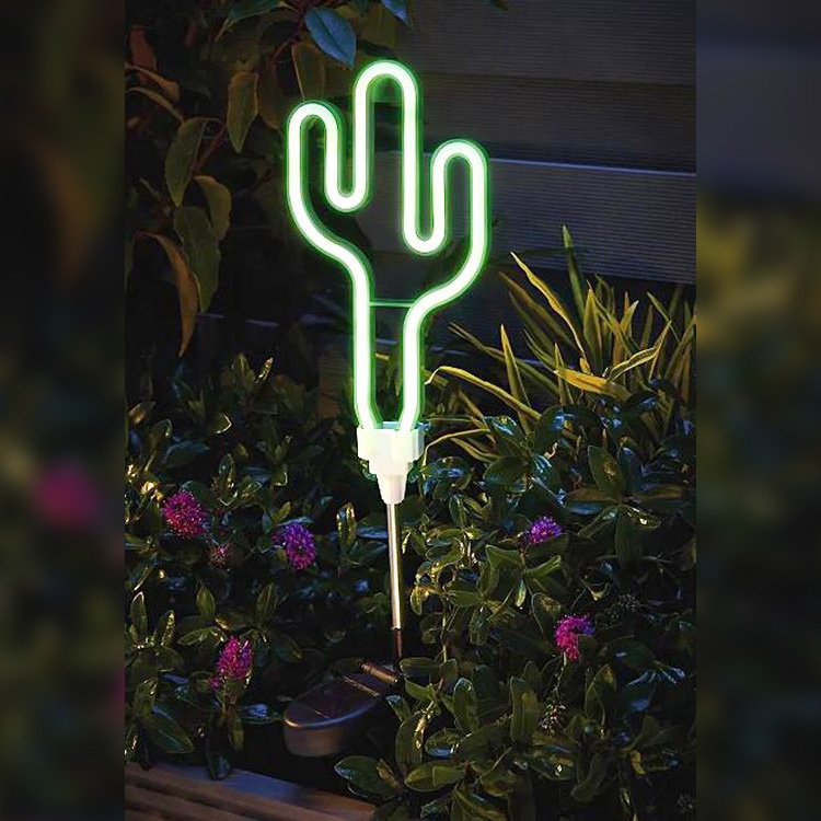 Click to view product details and reviews for Solar Neon Cactus Stake Light.