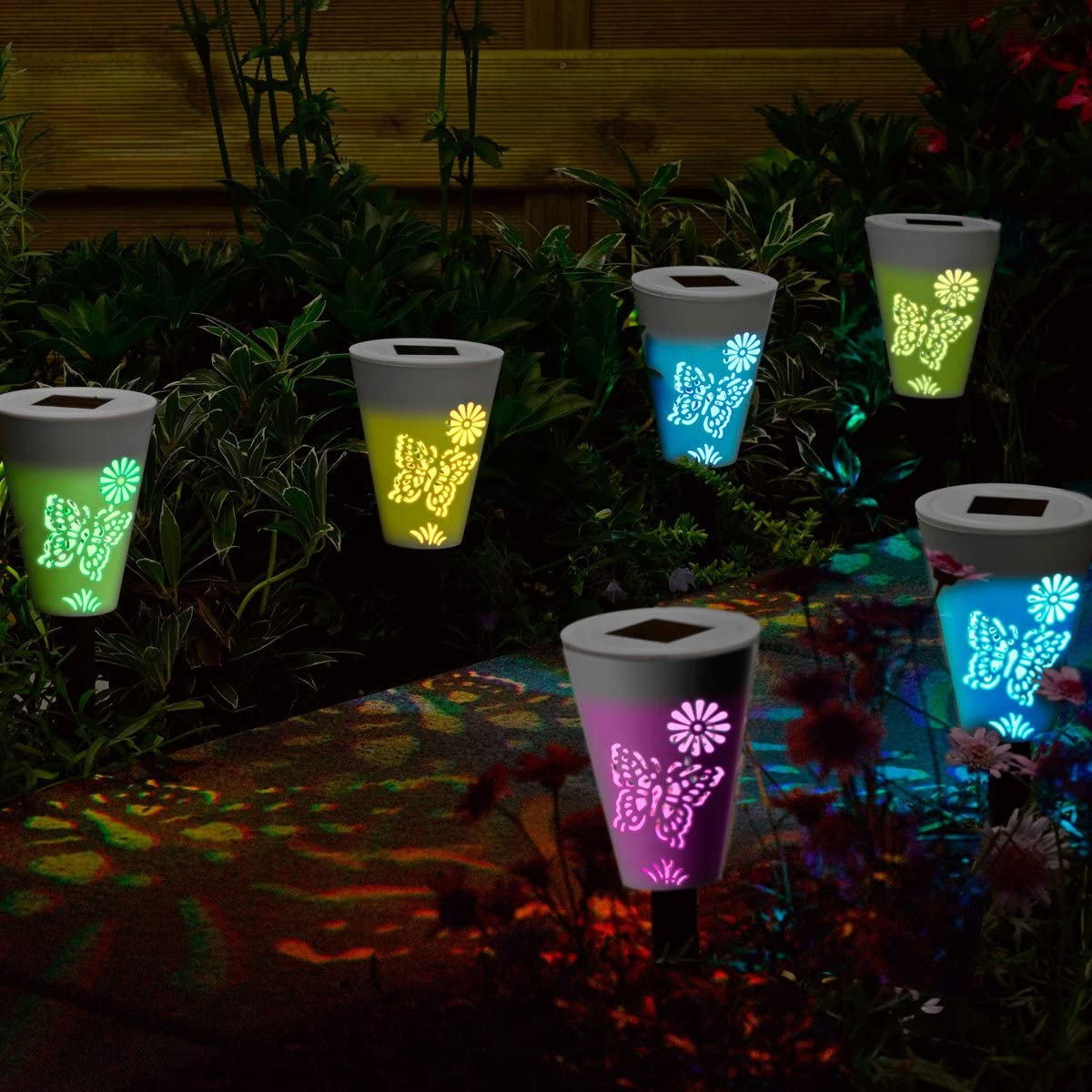 Click to view product details and reviews for Solar Silhouette Butterfly Stake Lights 6 Pack.