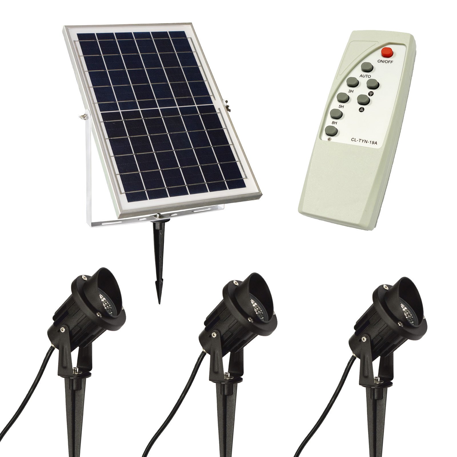 7w Led Solar Spotlights With Ground Spike 3 Pack