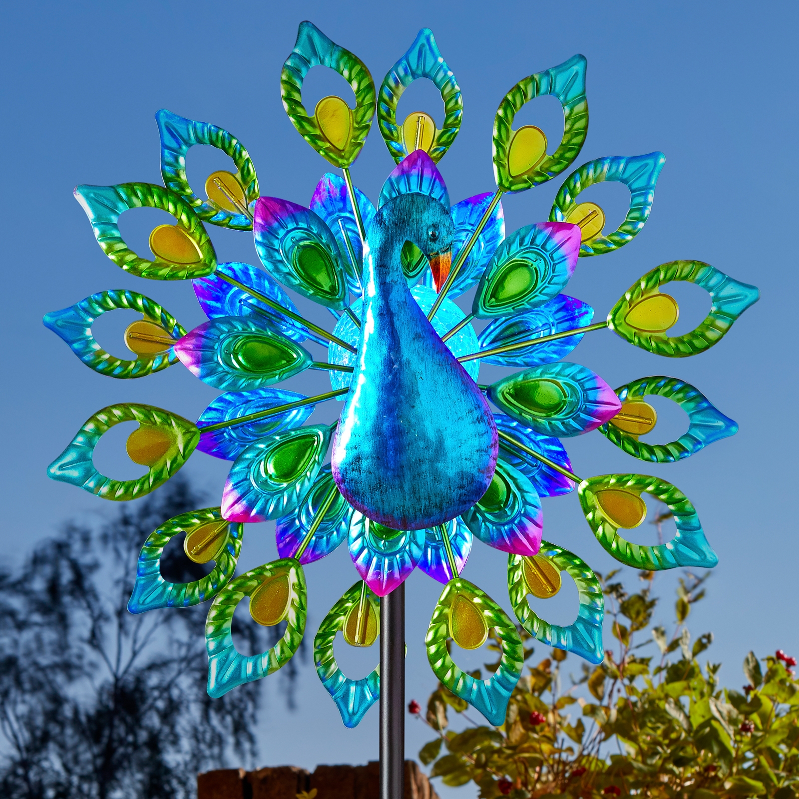 Click to view product details and reviews for Solar Peacock Wind Spinner.