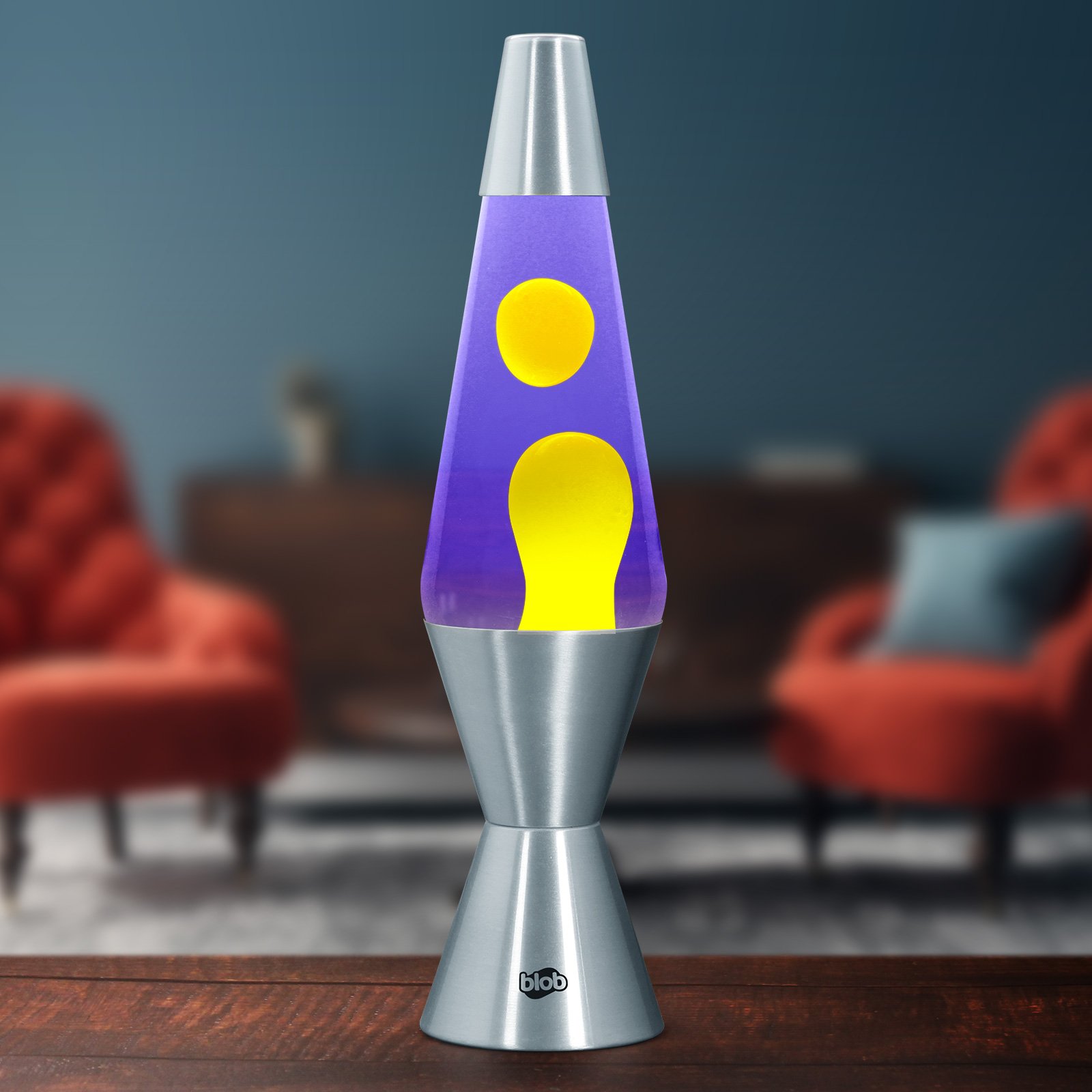 Image of Blob Lamps Lava Lamp VINTAGE - Metal Base - Yellow/Purple