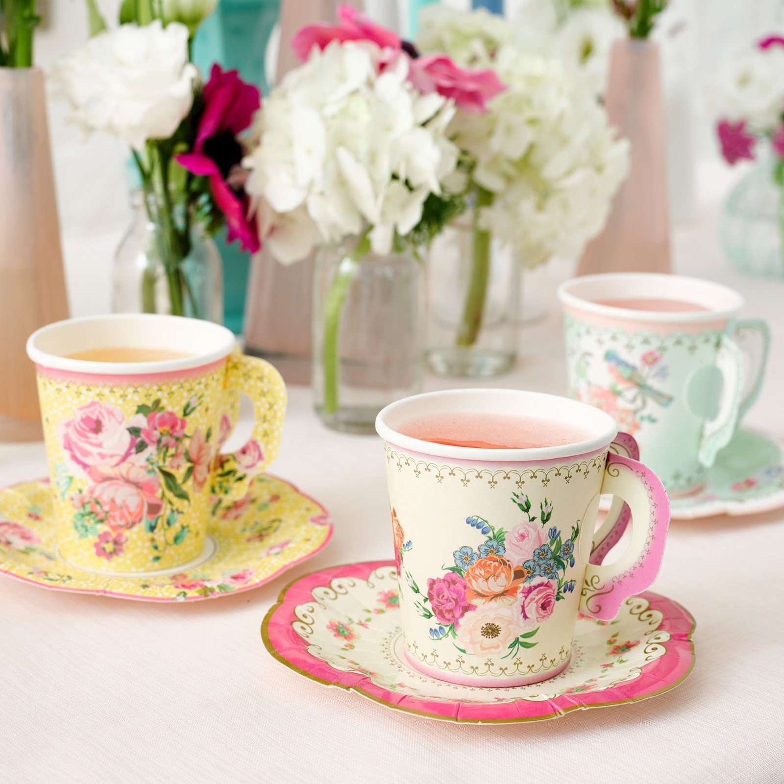 Image of 12 x Vintage Paper Cup and Saucer Set