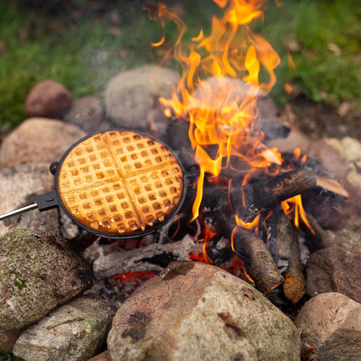 Click to view product details and reviews for Cast Iron Waffle Iron With Long Handle.