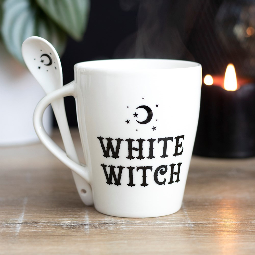 Click to view product details and reviews for White Witch Mug And Spoon Set.