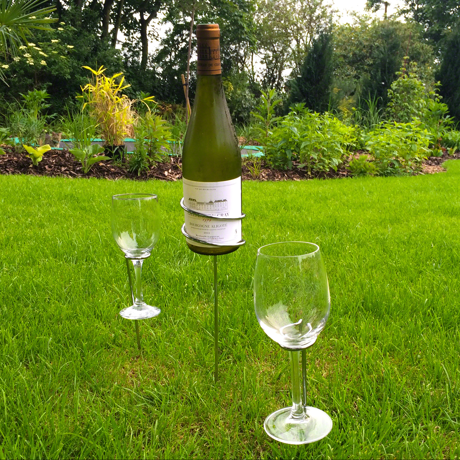 Click to view product details and reviews for Wine Bottle And Glasses Ground Stakes.