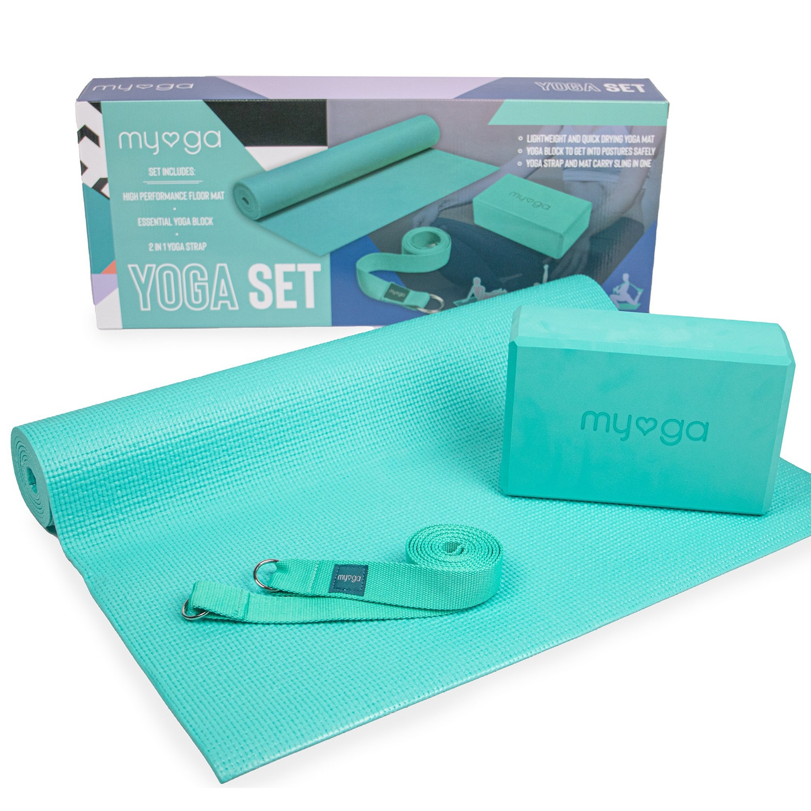 Yoga Kit Starter Mat Block And Belt